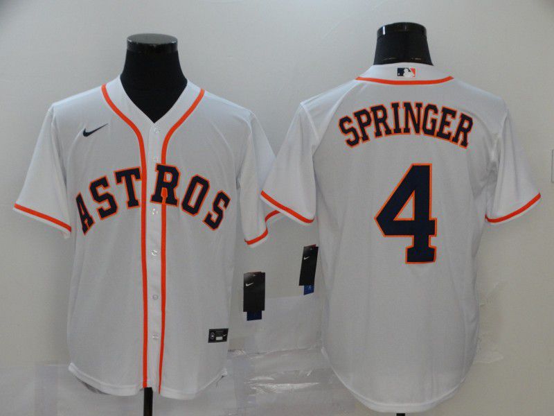 Men Houston Astros 4 Springer White Nike Game MLB Jerseys